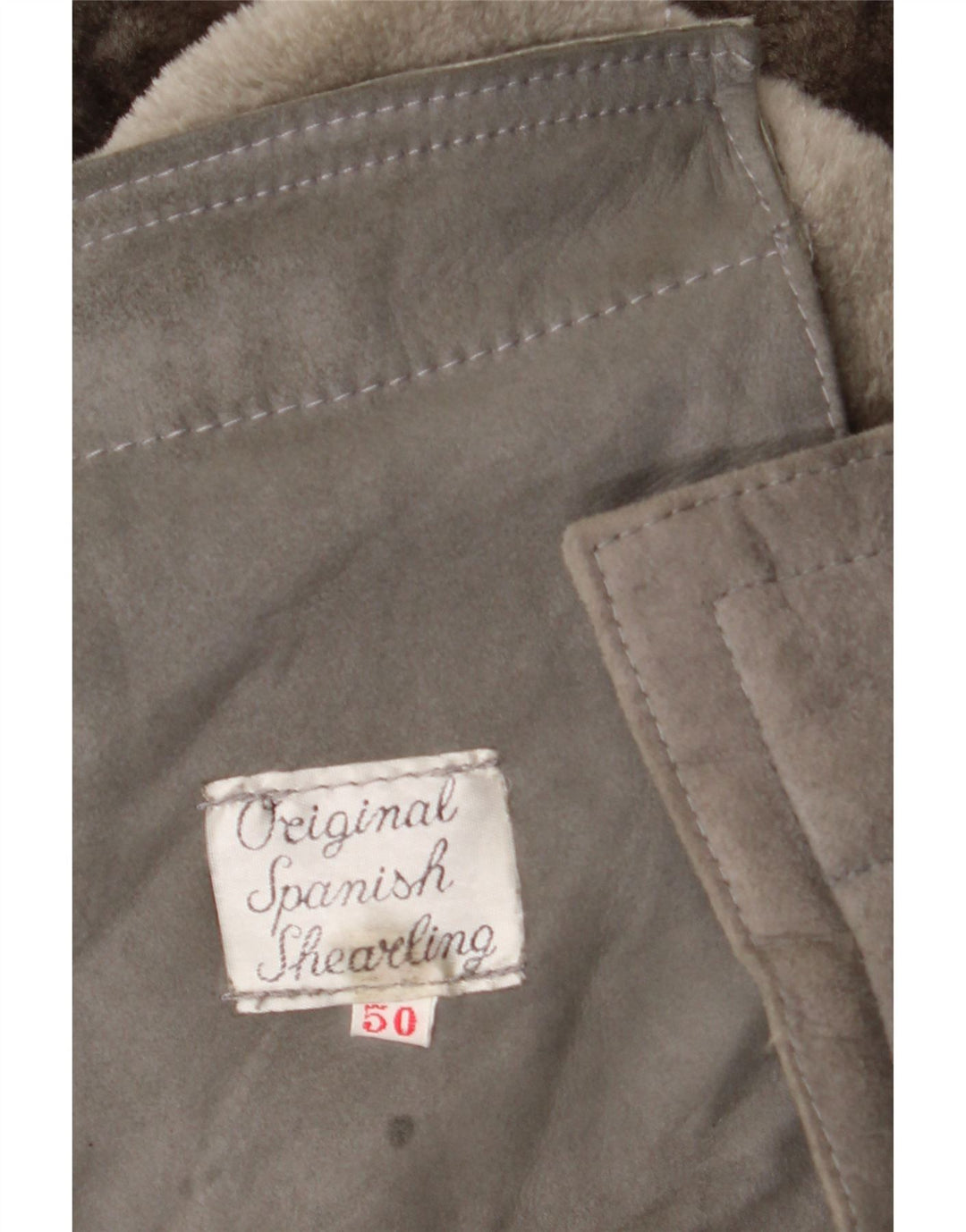 vintage Mens Shearling Jacket EU 50 Grand Shearling Gris