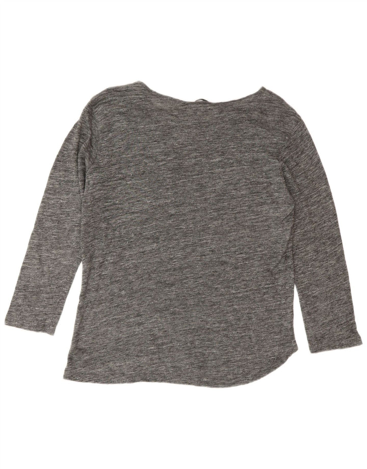Zara Femme Top Manches 3/4 UK 14 Gris Moyen Moucheté