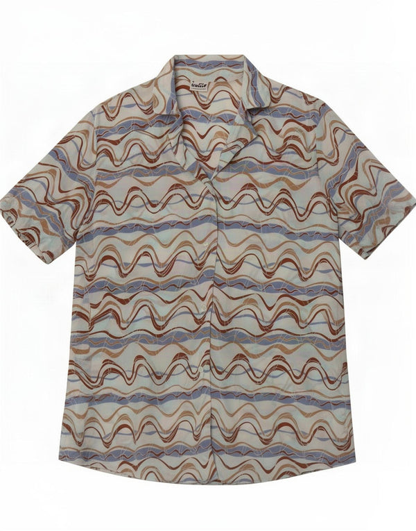 Traffic Womens Arcade Chemise à manches courtes UK 10 Petit Cupro rayé bleu