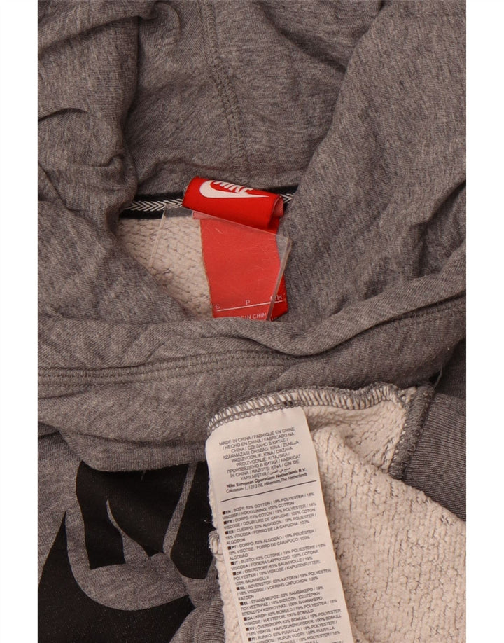 NIKE Pull à capuche graphique pour femme UK 10 Petit coton gris