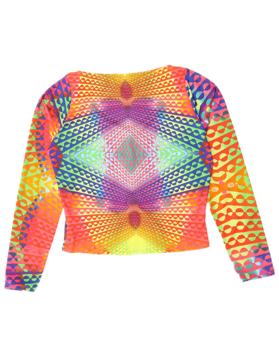 Naracamicee Womens Crop Top UK 12 Moyen Soie Géométrique Multicolore