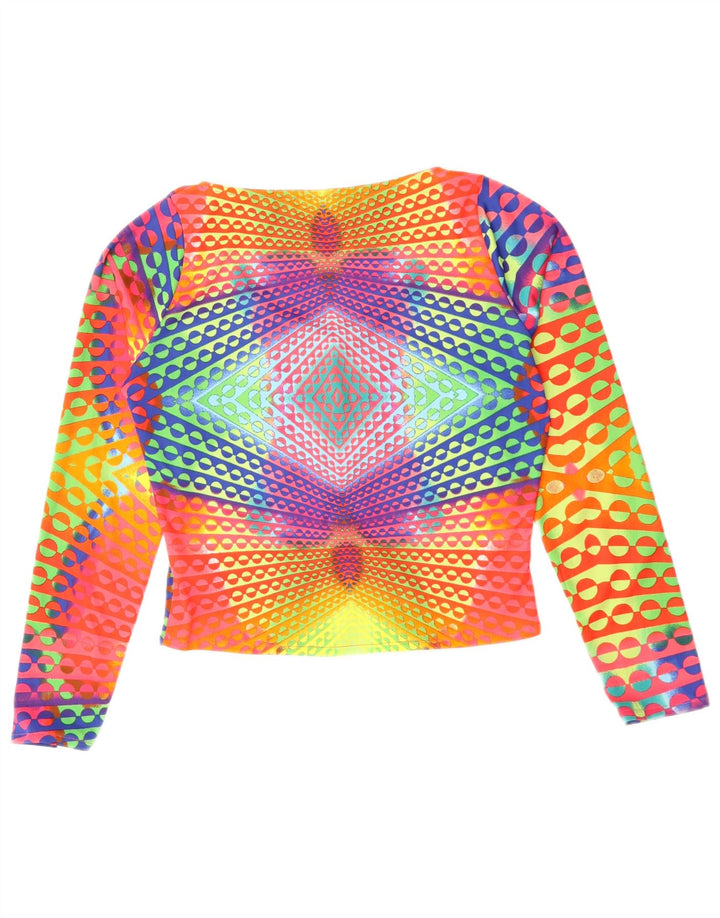 Naracamicee Womens Crop Top UK 12 Moyen Soie Géométrique Multicolore