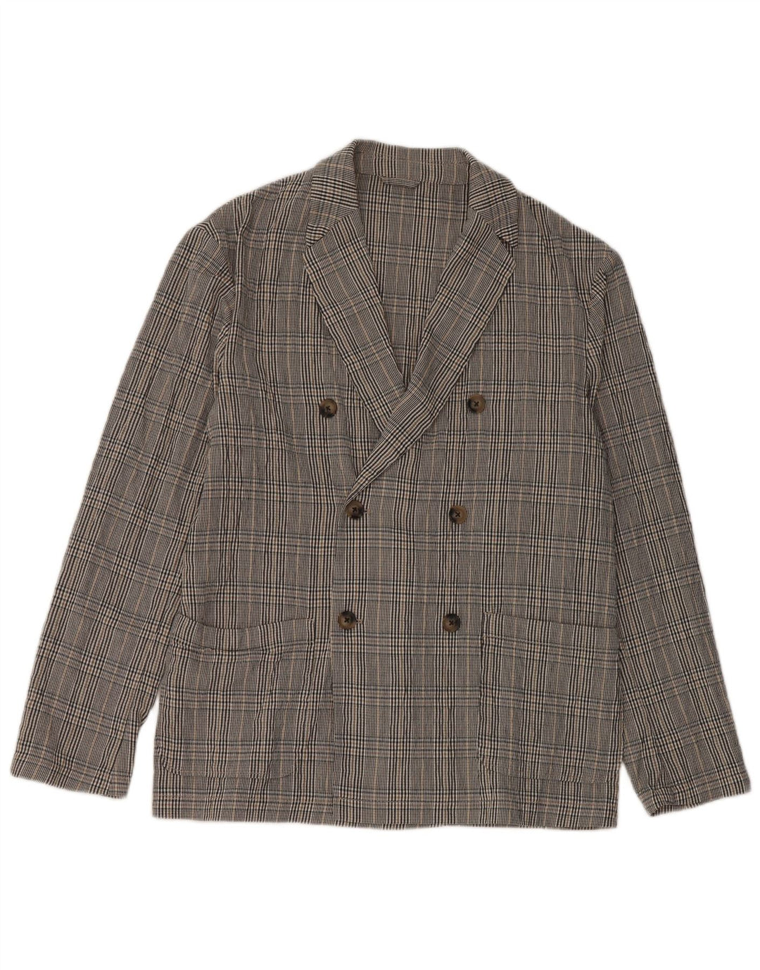 Zara Veste blazer à double boutonnage pour homme UK 38 en coton à carreaux noir moyen