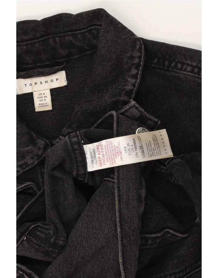 Topshop Veste en jean courte pour femme UK 8 Petit coton noir