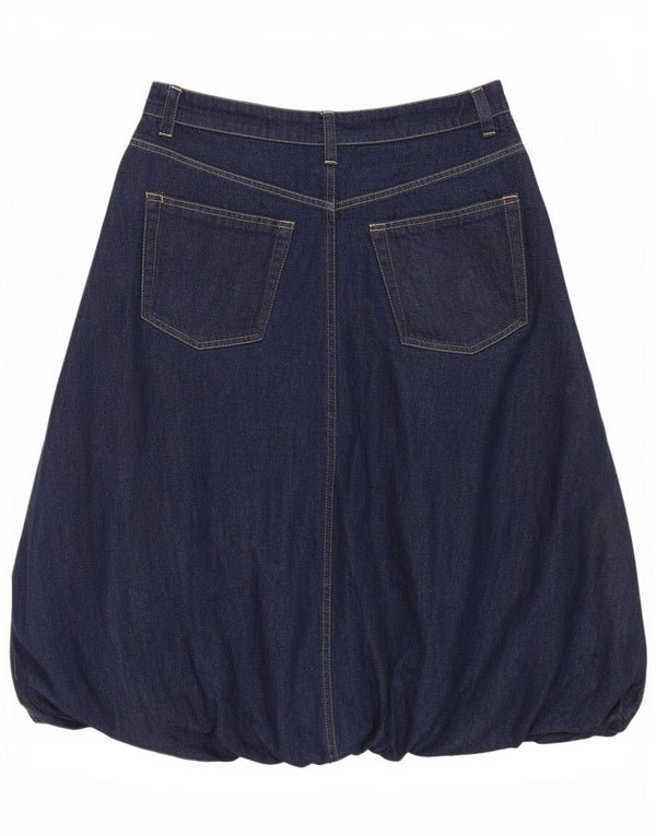 Zara Femme Denim Bubble Jupe Large W30 Bleu Marine Coton