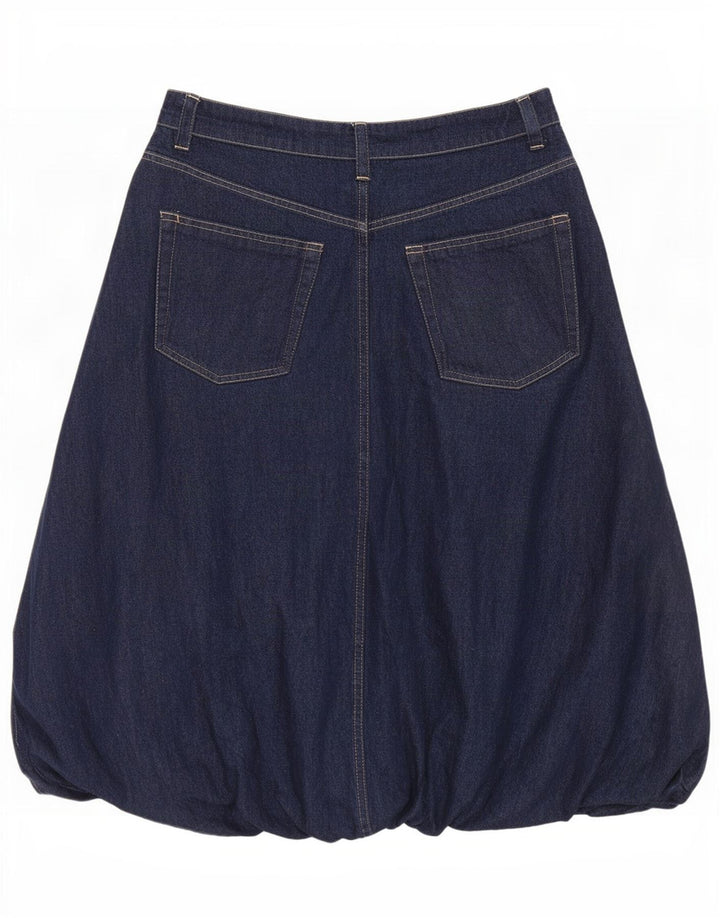 Zara Femme Denim Bubble Jupe Large W30 Bleu Marine Coton