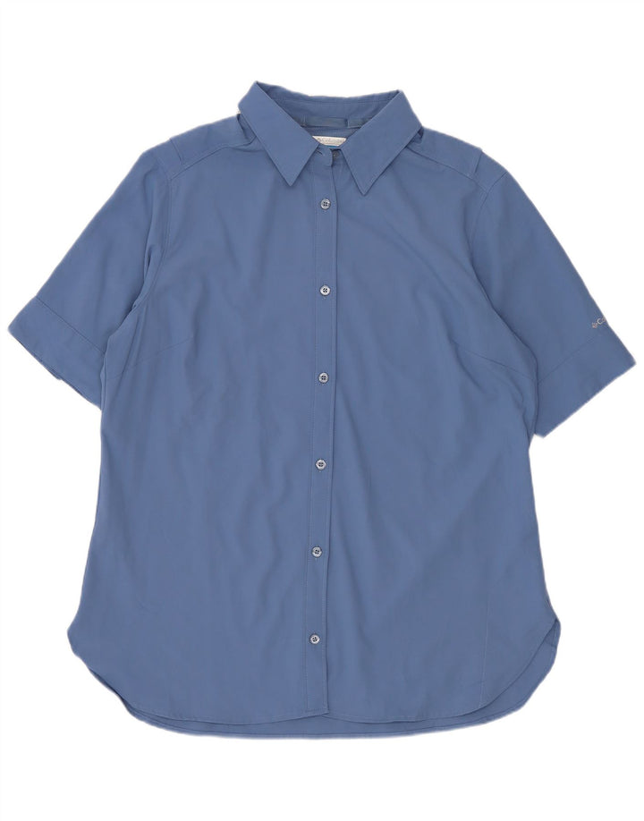 Columbia Chemise à Manches Courtes Femme UK 14 Bleu Moyen Polyester
