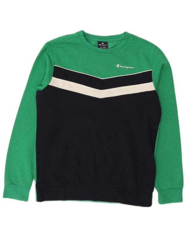 Champion Sweat-Shirt Garçon 13-14 Ans XL Vert Colorblock