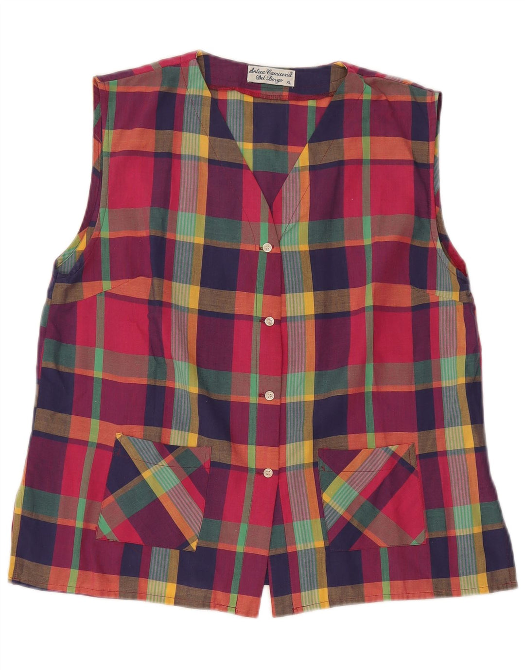 Antica Camiceria Chemisier Femme UK 18 XL Carreaux Multicolores