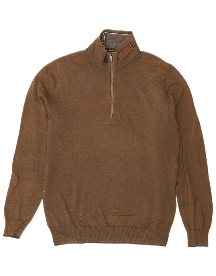 Massimo Dutti Pull Col Zippé Homme Kaki Moyen