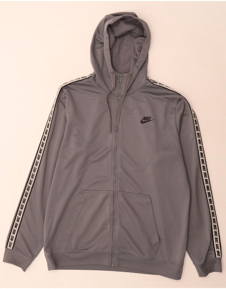 Nike Pull à capuche zippé graphique pour homme en polyester color block - Grand gris