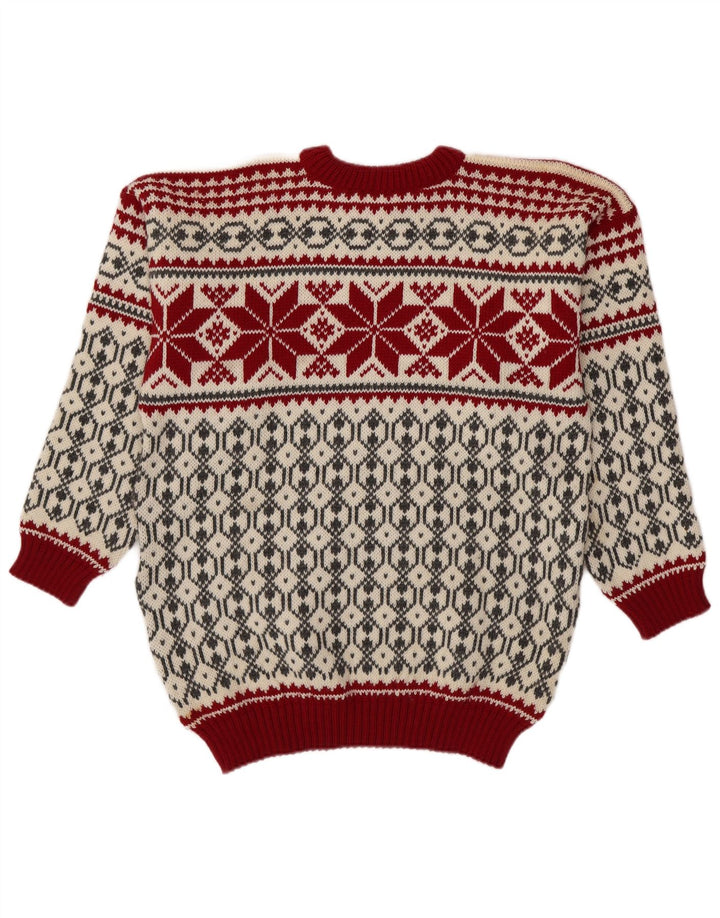 Voss Pull unisexe à col rond pour homme Blanc cassé Fair Isle