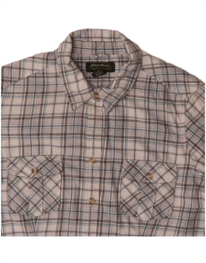 EDDIE BAUER Chemise Femme UK 16 Grand Coton à Carreaux Gris