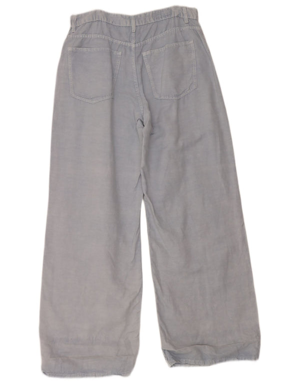 Zara Pantalon décontracté à jambe large pour femme EU 40 Medium W30 L32 Lin bleu