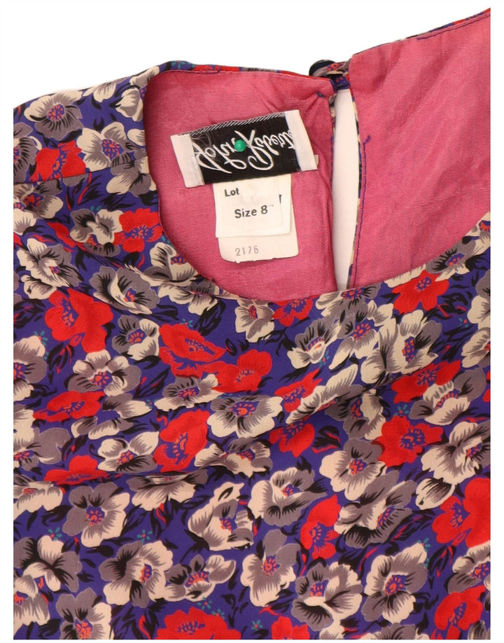 vintage Femmes 3/4 Manches Gaine Robe US 8 Moyen Multicolore Floral