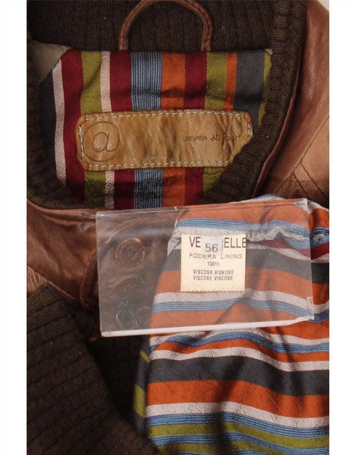 veste en cuir homme vintage IT 50 Grand Marron