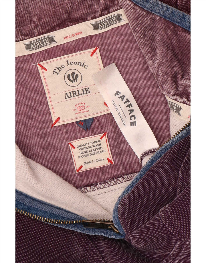 Fat Face Sweat-shirt col zippé pour homme en coton violet moyen