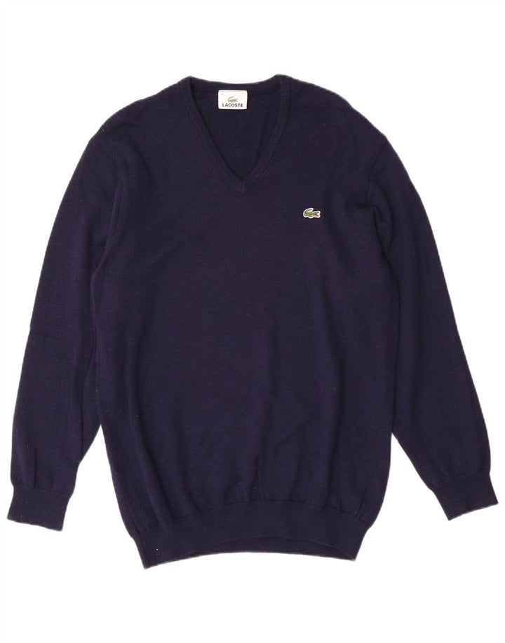 Lacoste Pull col V pour homme Taille 4 Laine bleu marine moyen