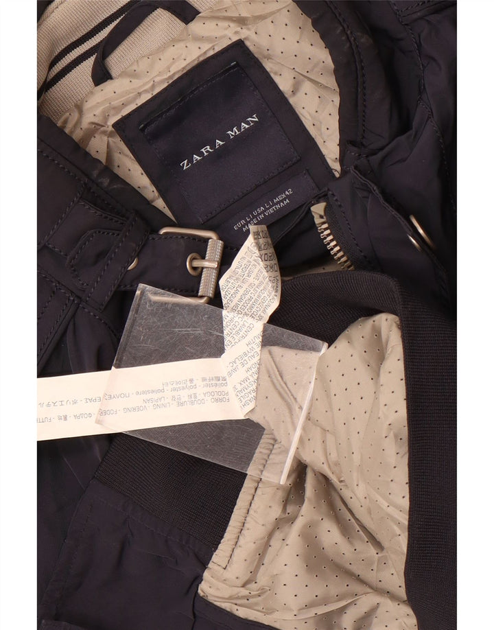 Zara Veste Bomber Homme UK 40 Large Bleu Marine Polyester