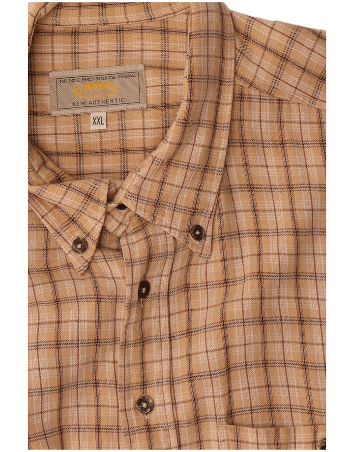 Chemise en flanelle pour hommes Camel 2XL coton à carreaux Beige