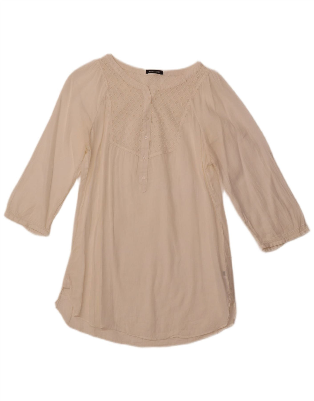 MASSIMO DUTTI Chemisier à manches 3/4 pour femme EU 38 Small Ramie blanc cassé