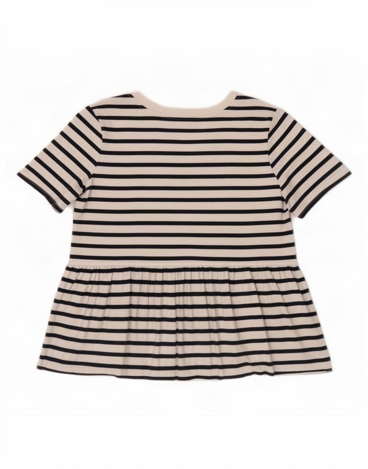 Zara Womens Blouse Top UK 10 Petit Blanc Rayé