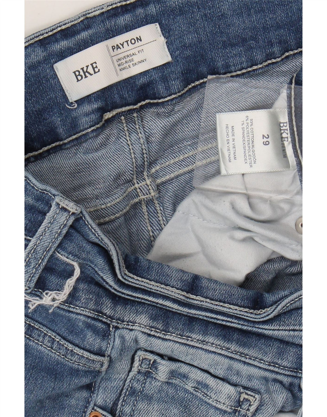 BKE Payton Jean skinny taille moyenne pour femme W29 L26 Bleu coton