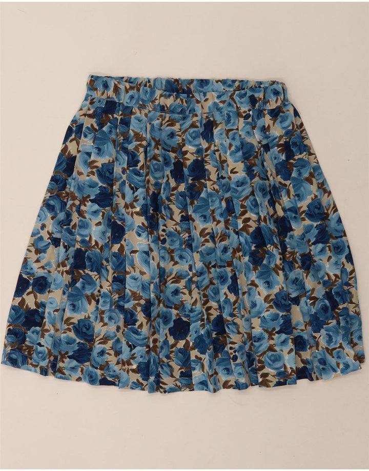 jupe plissée femme vintage W28 Bleu Moyen Floral