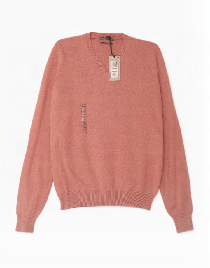 Marks & Spencer Pull col V pour homme en coton rose Taille S