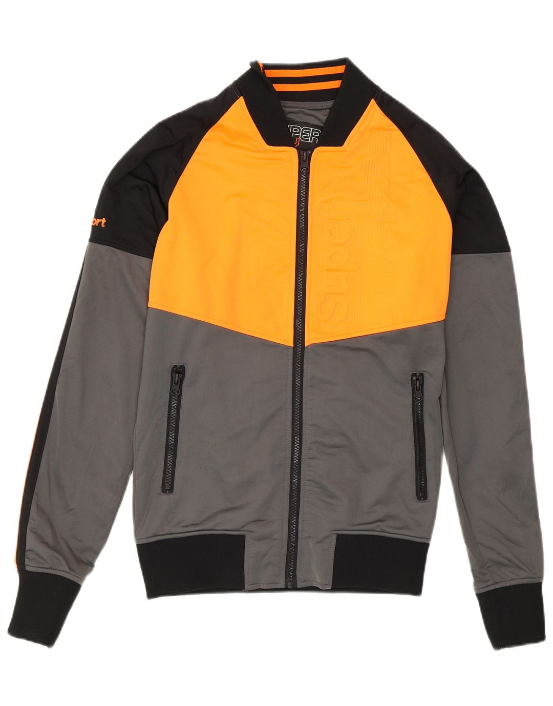 Superdry Veste de survêtement pour homme Small Gris Colorblock Polyester