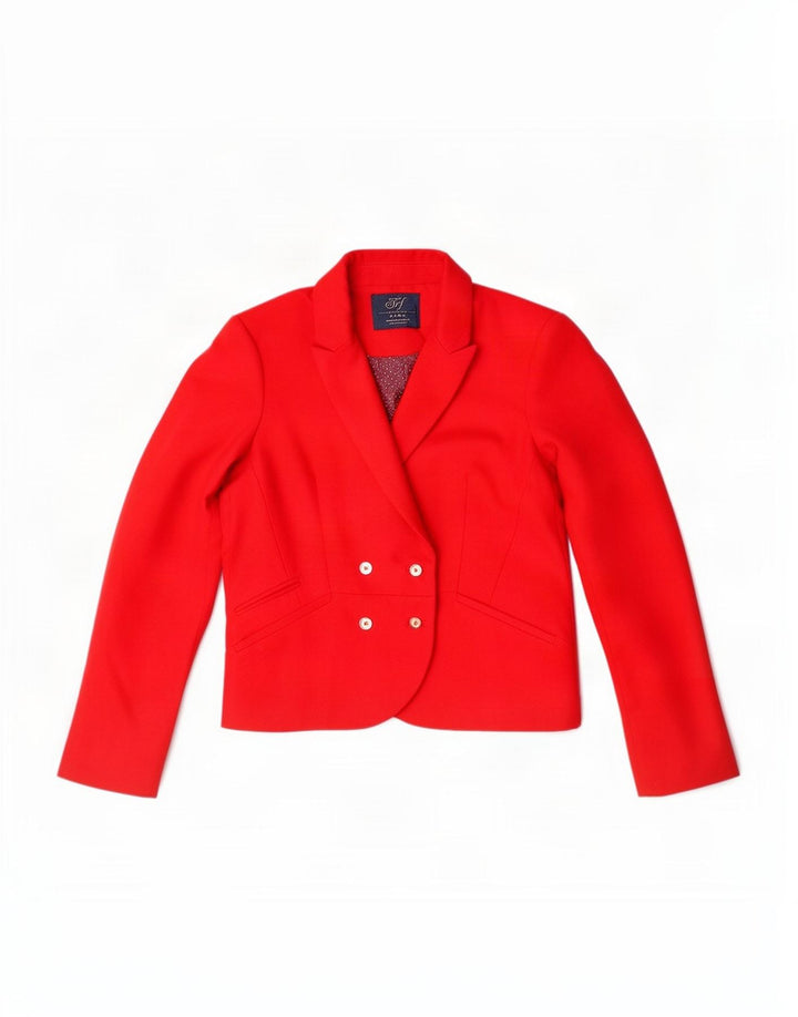 Zara Veste Blazer Double Boutonnage Femme UK 14 Large Rouge