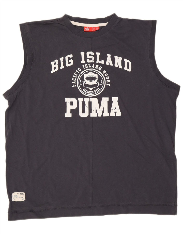 Puma Débardeur graphique pour homme 2XL en coton bleu marine