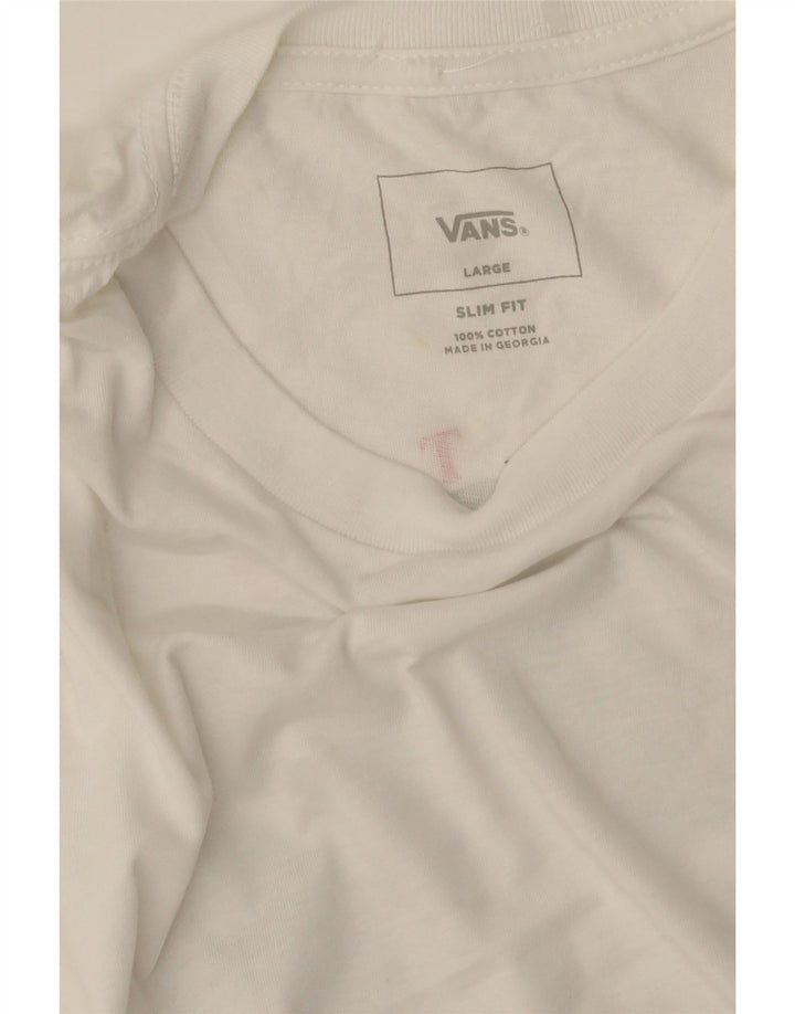 VANS T-shirt graphique coupe slim pour hommes, grand, blanc