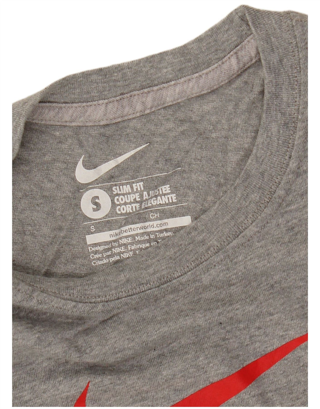 Nike T-shirt coupe slim avec motif graphique pour homme, petit, gris moucheté