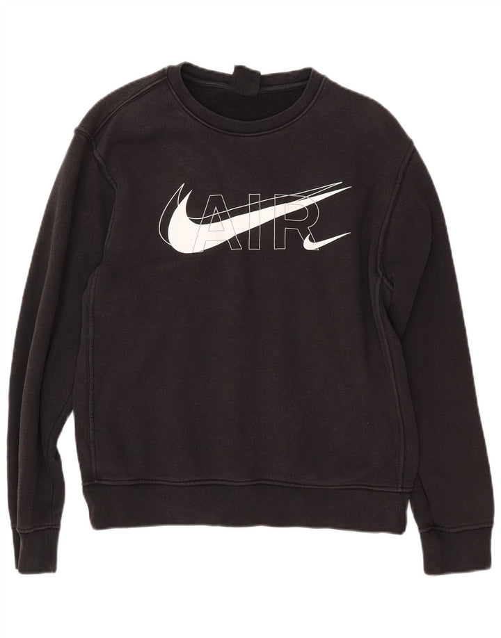 NIKE Sweat-shirt graphique surdimensionné pour femme UK 10 Petit coton noir