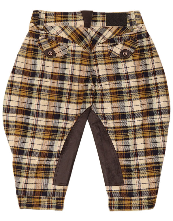 Pantalon d’équitation Capri femme vintage IT 42 Medium W32 L19 Beige Plaid