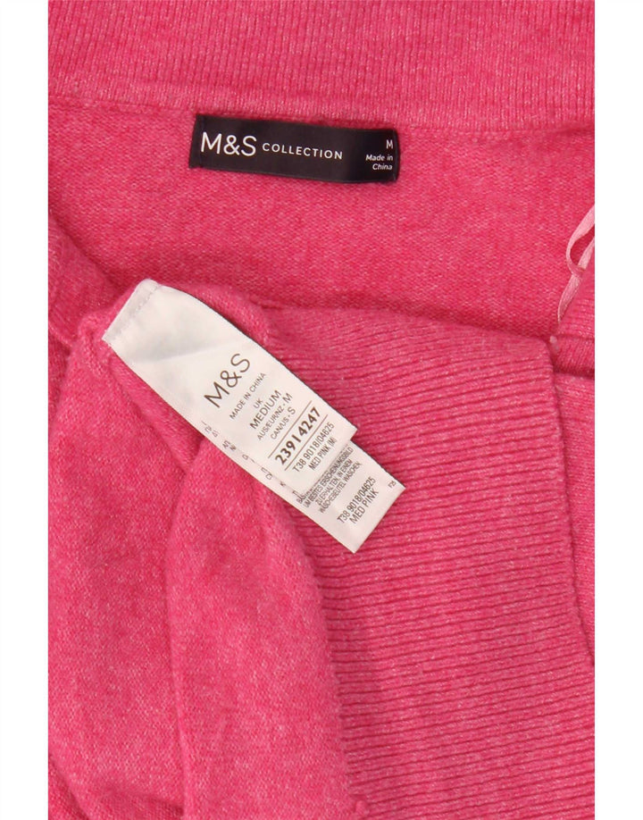 Marks & Spencer Pull à col polo pour femme UK 14 Rose moyen Polyester