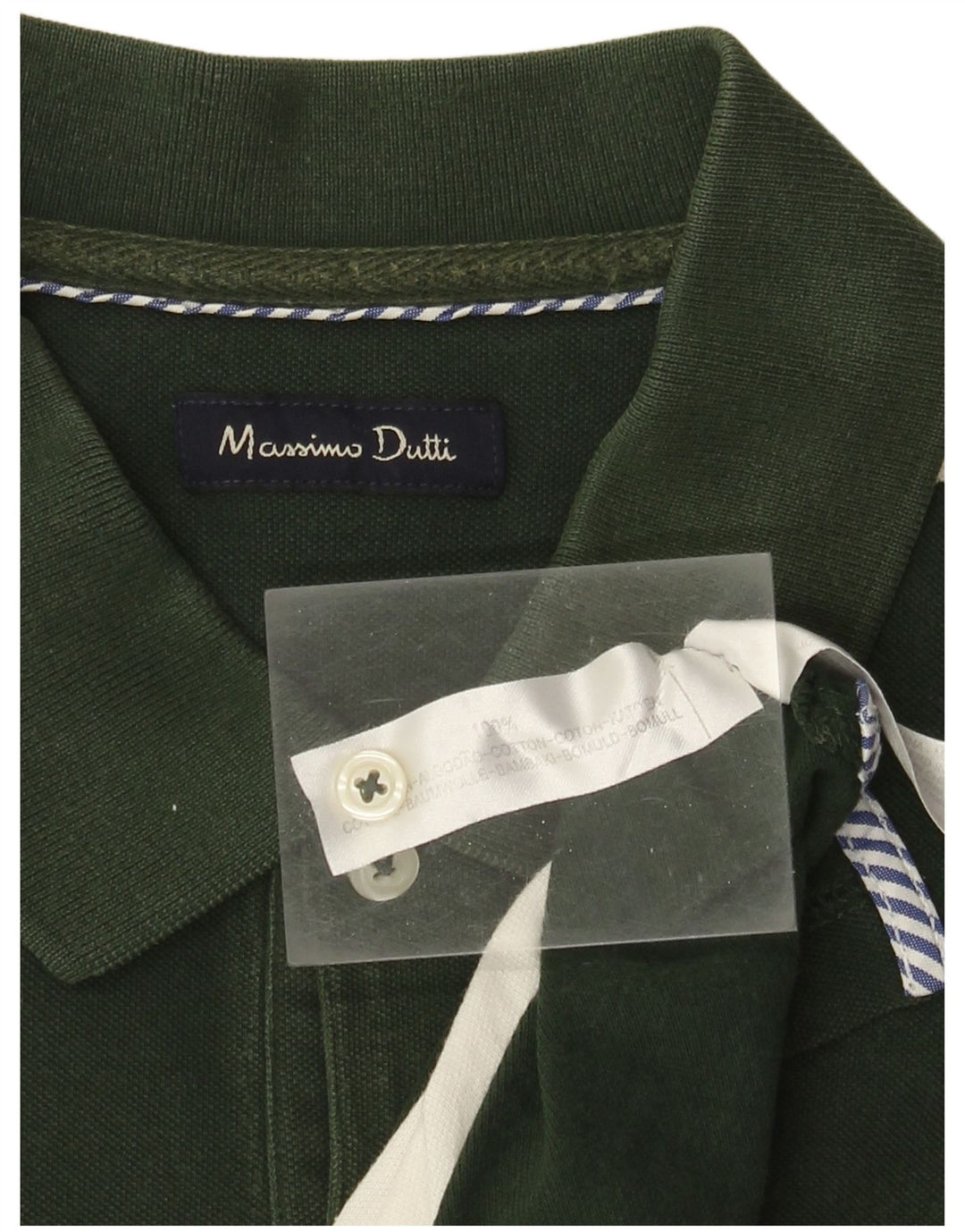 Massimo Dutti Polo Homme Grand Coton Rayé Vert