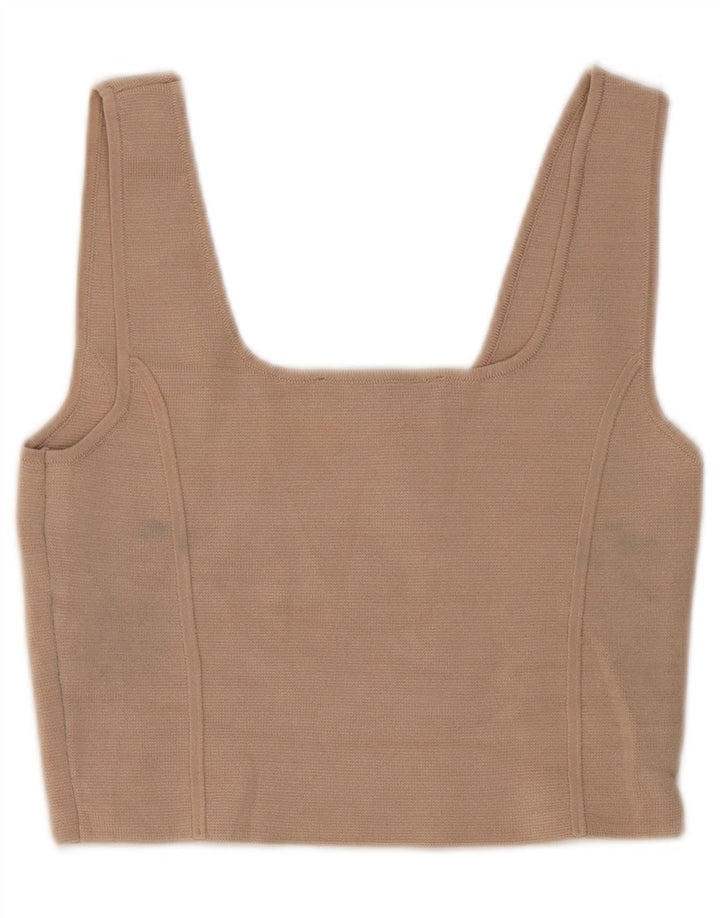 Zara Womens Crop Top UK 12 Nylon Beige Moyen