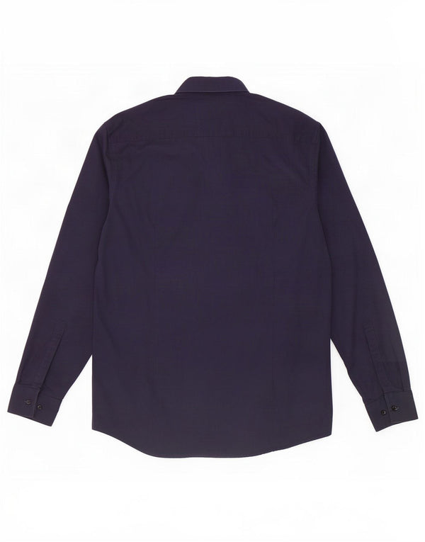 Hugo Boss Chemise slim fit pour homme Taille 42 16 1/2 Grand coton bleu marine