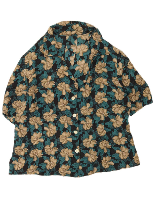 Chemise à manches courtes femme vintage UK 16 Grand Floral multicolore