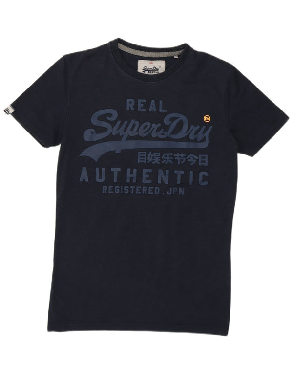 SUPERDRY Mens Graphic T-Shirt Top XS Navy Blue Cotton
