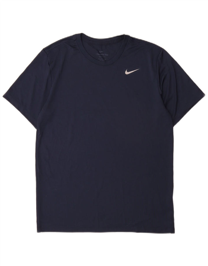 Nike Hommes Dri Fit T-Shirt Haut Bleu Marine Moyen Polyester