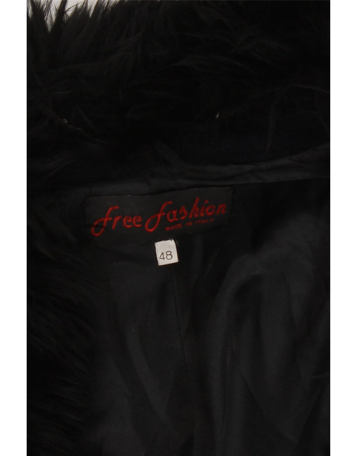 vintage Femme Double Breasted Manteau IT 48 XL Laine Bleu Marine