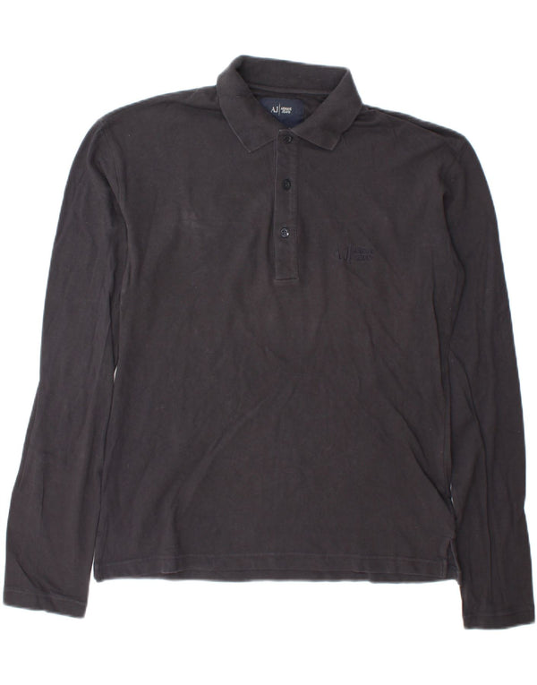 Armani Jeans Polo à manches longues pour homme XL en coton bleu marine