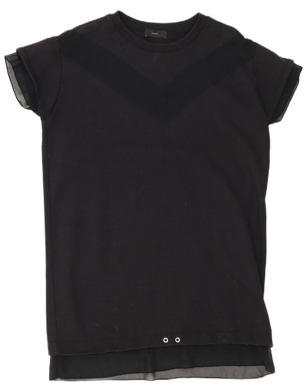 Diesel Robe t-shirt surdimensionnée pour femme UK 10 Petit coton noir
