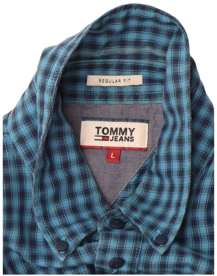 TOMMY HILFIGER Chemise Regular Fit Homme Grand Carreau Bleu Coton