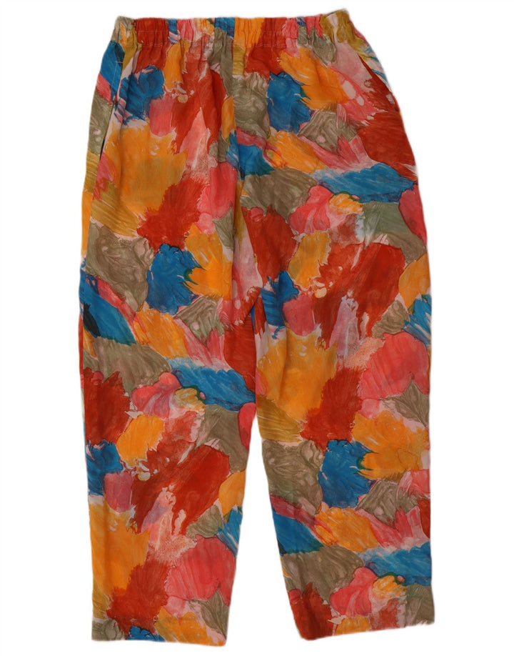 Pantalon court à motif abstrait vintage pour femme W36 L27 multicolore