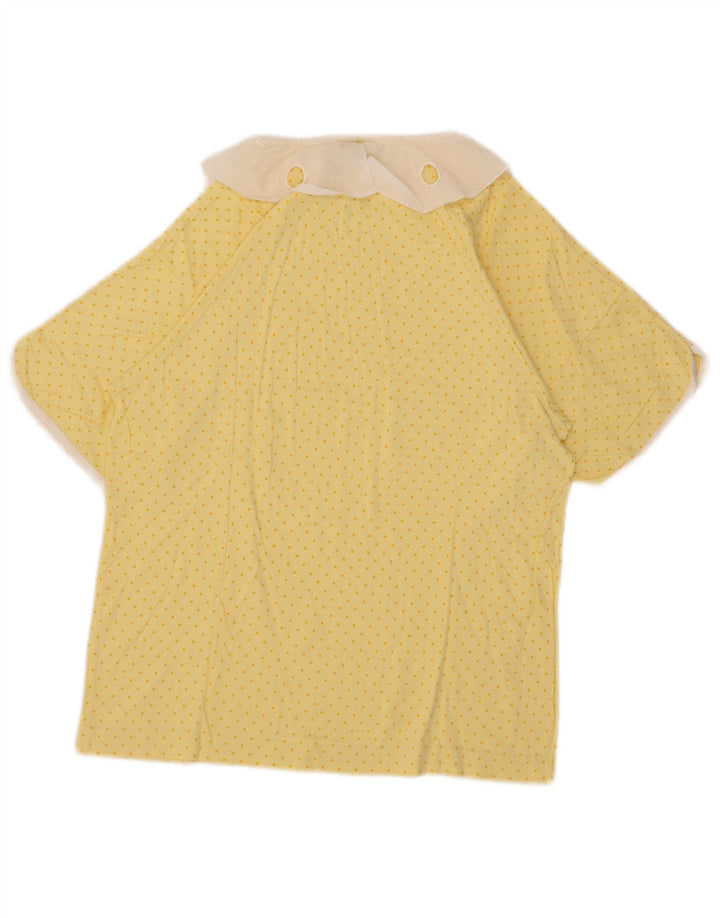vintage Womens Blouse Top US 4 Petit coton tacheté jaune