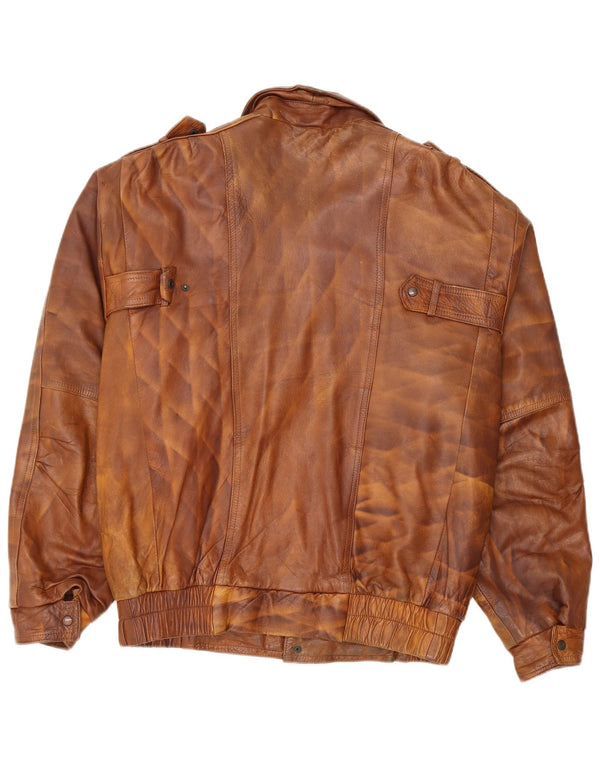 veste en cuir militaire vintage pour homme UK 44 2XL Cuir marron